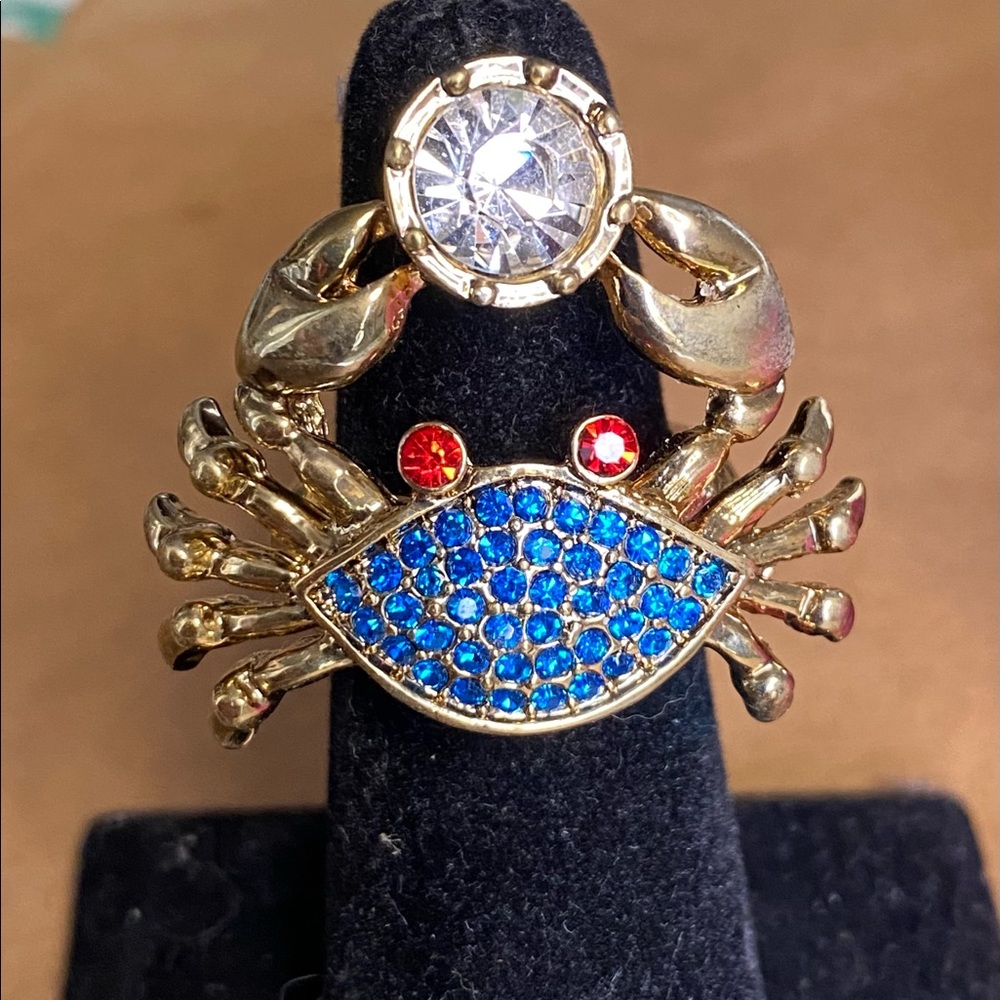 Betsey Johnson Crab/Cancer Sign Cocktail Ring